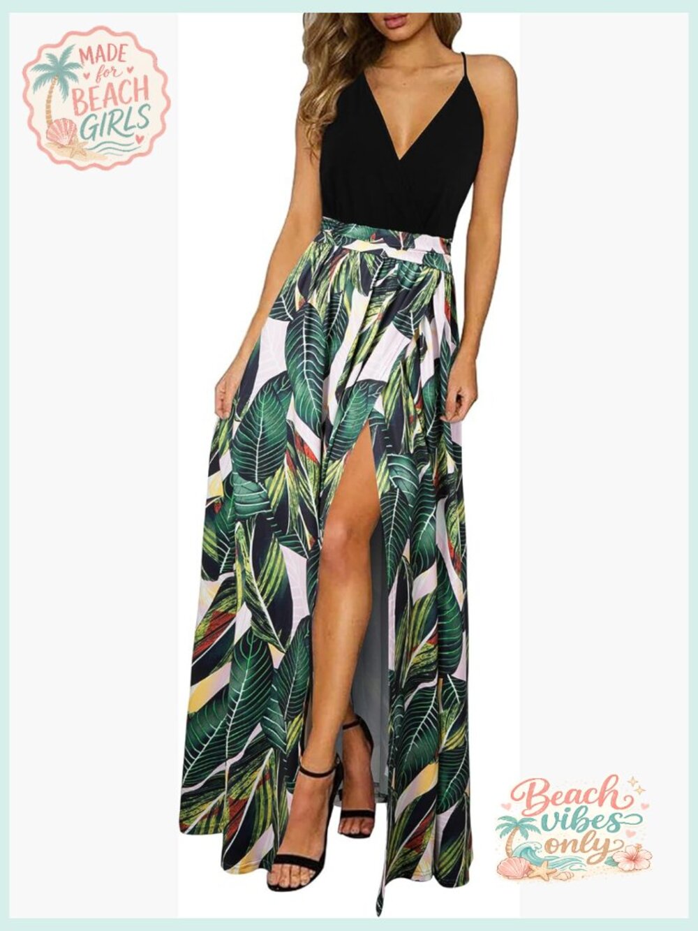 Flowy V-Neck Maxi Dress Side Slit Sleeveless Summer Wedding Guest Vacations